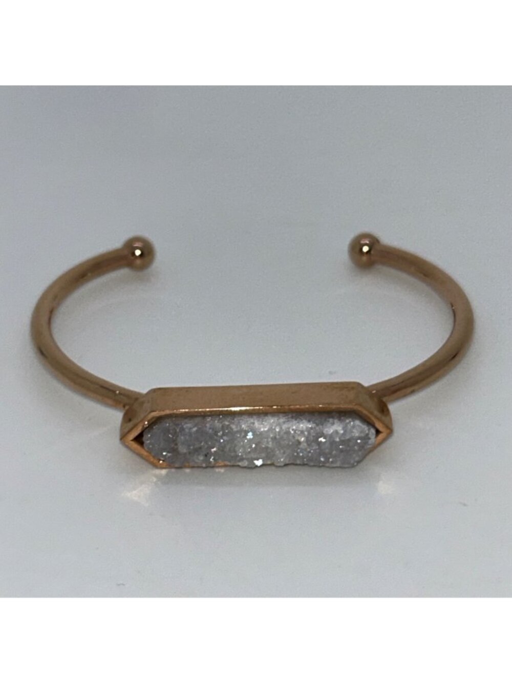 Druzy Quartz Cuff Bracelet Rose Gold-tone by Kinsley Armelle - Picture 3 of 12